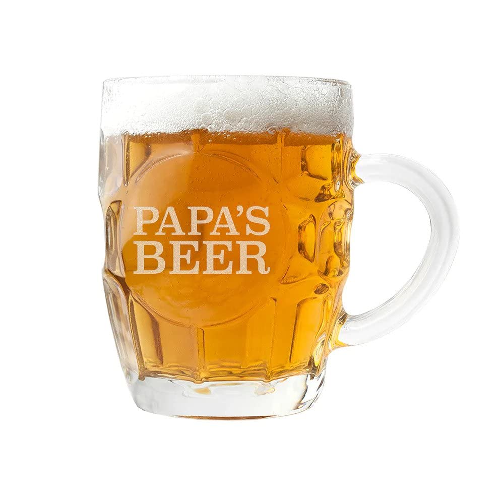 Treat Republic Personalised Beer Glass – 1 Pint (Approx.), Hand Etched, Dimpled Beer Glass, Custom Name, Traditional Beer Stein | Glassware