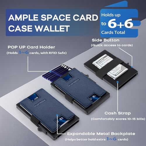 Image of RUNBOX Slim Wallet for Men, RFID Aluminum Pop-Up Card Holder for 12 Cards
