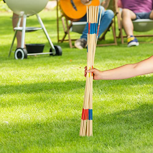 Relaxdays 10023493 Riesenmikado, XXL Mikado Spiel für Kinder & Erwachsene, Outdoor Gartenmikado, 31 Holzstäbe, 90 cm, natur-bunt