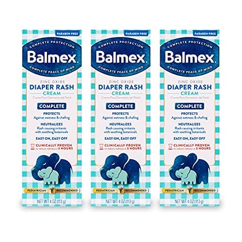 Balmex Complete Protection Daily Baby Diaper Rash Cream, Clinically Proven To Reduce Redness in Just One Use*, with Zinc Oxide + Botanicals, Pediatrician-Recommended, 4oz, 3 Pack Cover