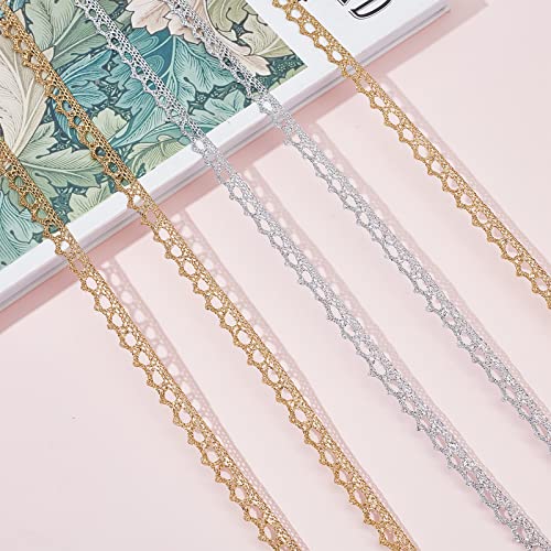 GORGECRAFT Metallic Braid Lace Trim Handmade Gold Circle Trimmings Golden Silver Ribbon Edge Love Craft for Sewing Cake Fringe Bridal Wedding Decoration - Image 4