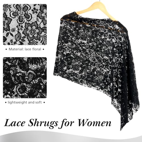 Women Lace Floral Hollow Shawl Poncho Shrug Summer Sheer Top Lightweight Poncho Bolero for Evening Dress2