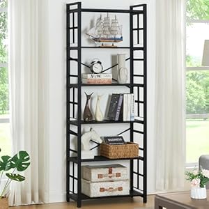 HOMBAZAAR 6 Etagen Bücherregal mit Metallrahmen