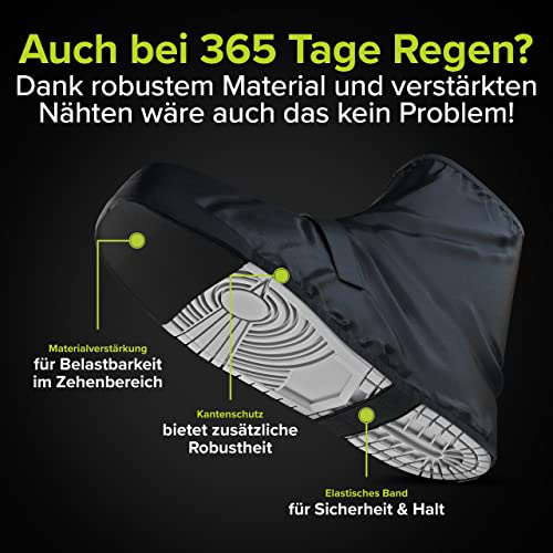VELMIA Schuhüberzieher wasserdicht Schwarz I Regenschutz Schuhe Fahrrad mit reflektierendem Material und verstärkter Spitze I Regen Überschuhe Fahrrad