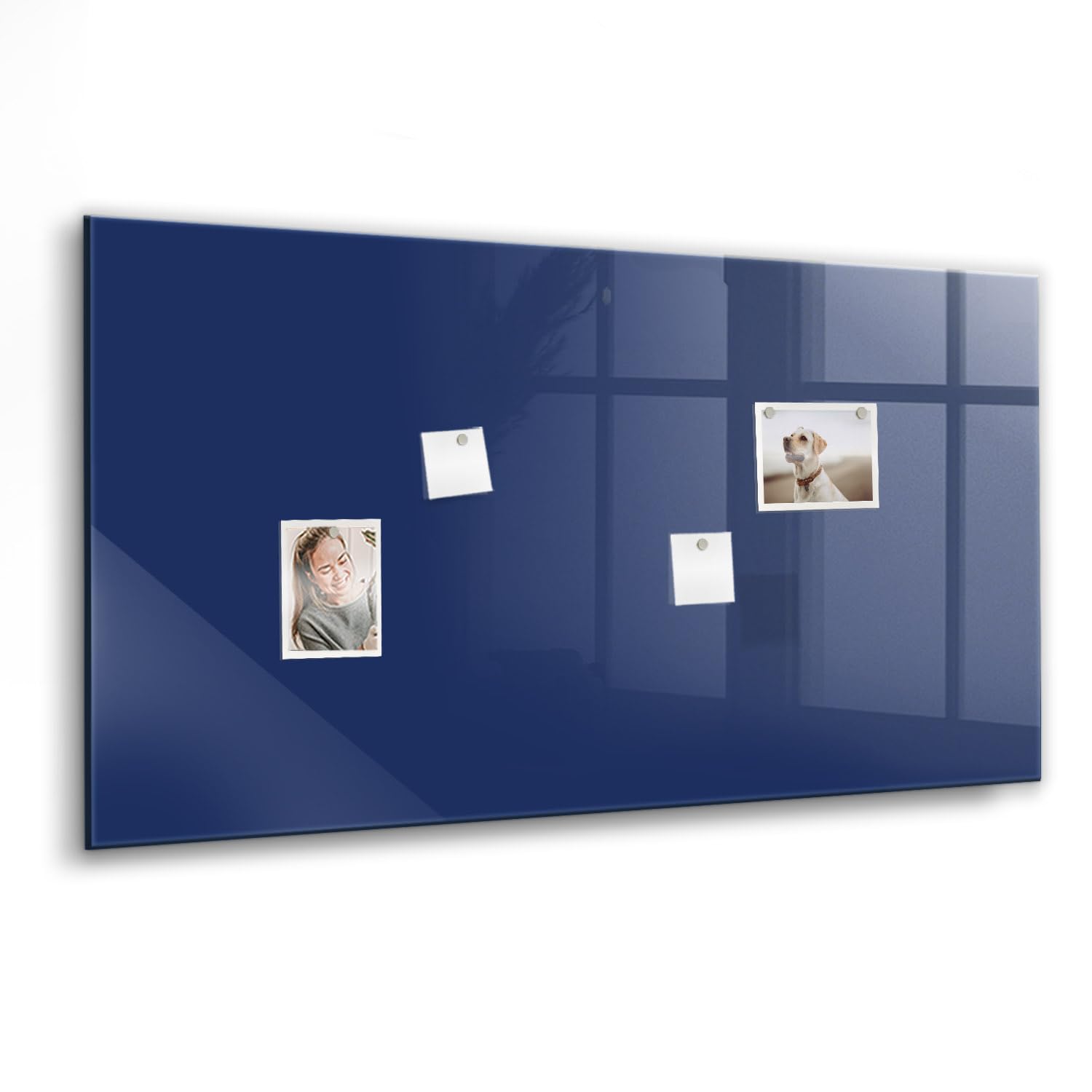Premium Glas-Magnettafel | Magnetisches Whiteboard mit Glasoberfläche | Mit starken Neodym-Magneten & Marker | Perfekt für Büro, Küche & Arbeitszimmer - 120x60cm Blaue Farbe