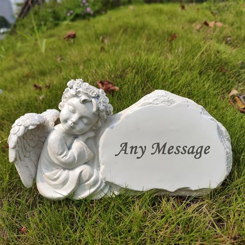 Generisch Personalisierte Gedenkgarten Engel Steine graviert mit jeder Nachricht für benutzerdefinierte Grabsteine Friedhof Marker Memorial Geschenke Symapthy Geschenke im Freien
