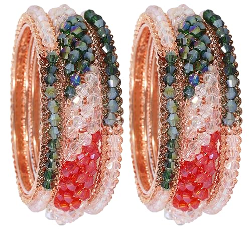 Image of NMII Stylish Pearls Alloy Metal Kada Bangles Set For Women and Girls | Fancy Metal Bangles | Trendy Design Bangles For Girls | Wedding, Party, Shadi Fashion Jewellery-Set of 6 Bangles