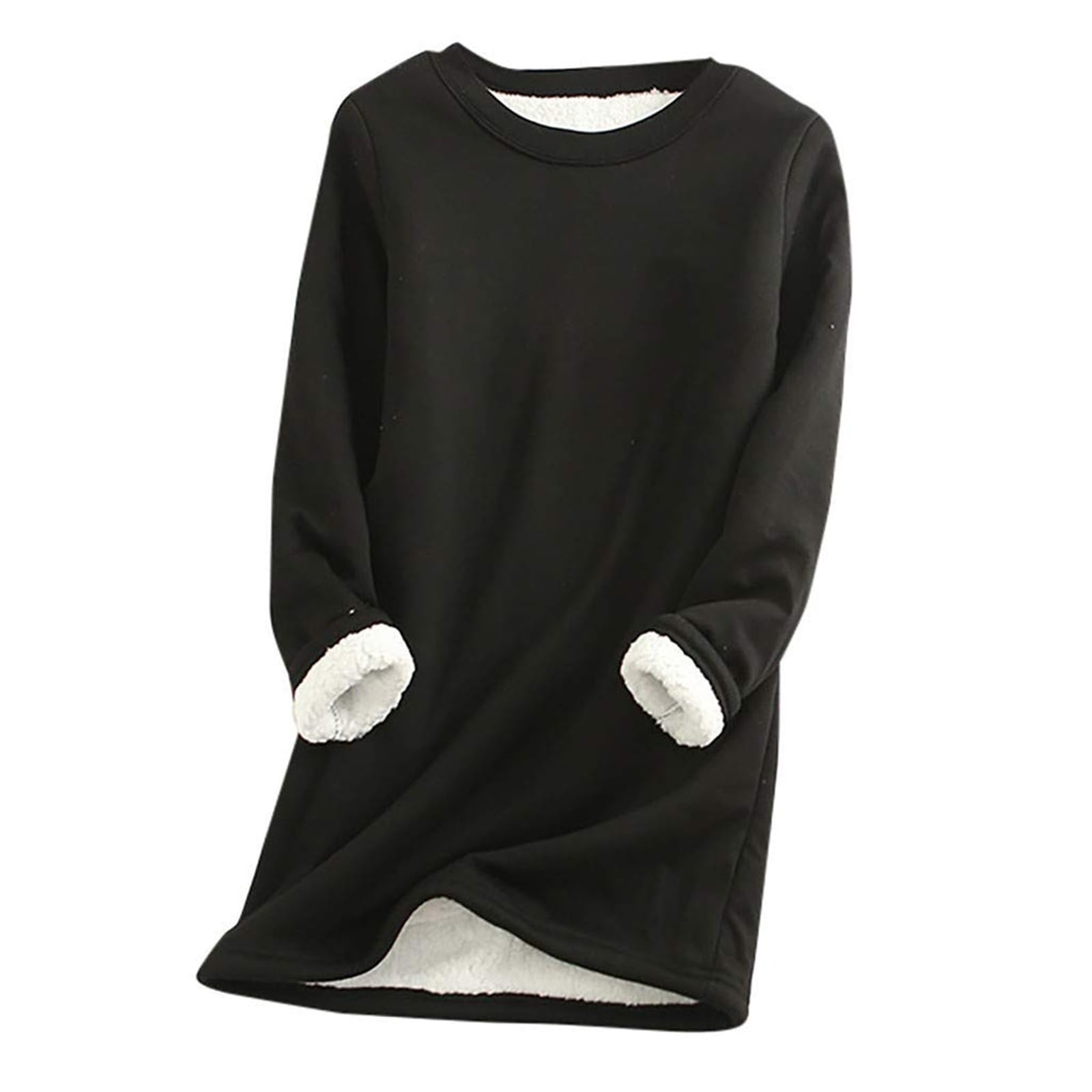 Felpa invernale da donna in caldo pile Sherpas foderato girocollo pullover loungewear tuniche top manica lunga sherpa foderato tuniche top, u, M