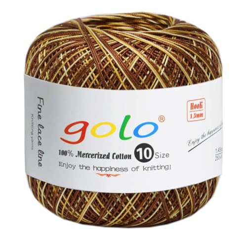 Image of golo Crochet Thread Size10 Yarn for Hand Knitting Lace Thread Brown-Yellow-D04