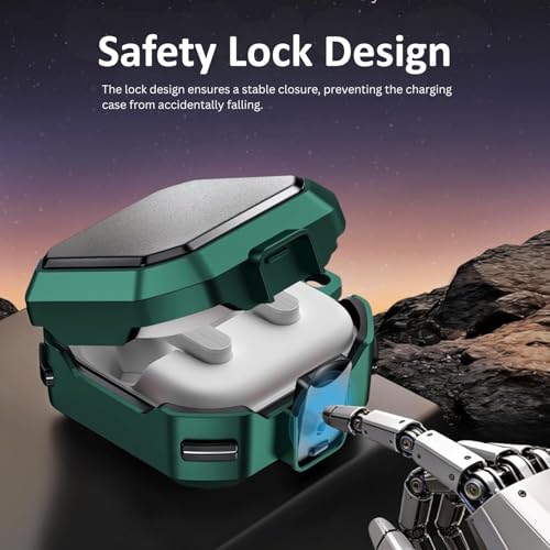 Image of Oboe Tough Case 'Compatible with' Samsung Galaxy Buds 4 & 4 Pro Case with Secure Lock Clip & Keyring (Green) [Buds & ChargingCase NOT Included]