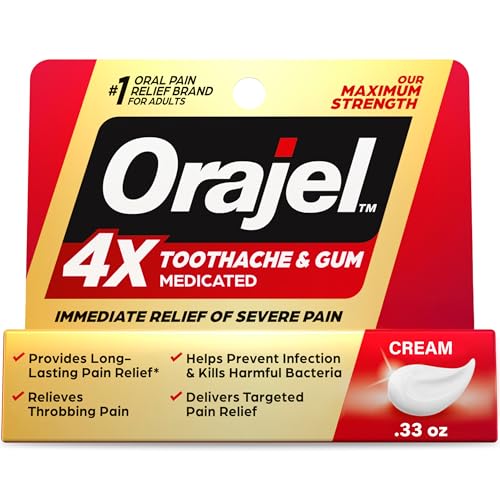Orajel 4X for Toothache & Gum Pain: Severe Cream Tube 0.33oz- From Oral Pain Relief Brand