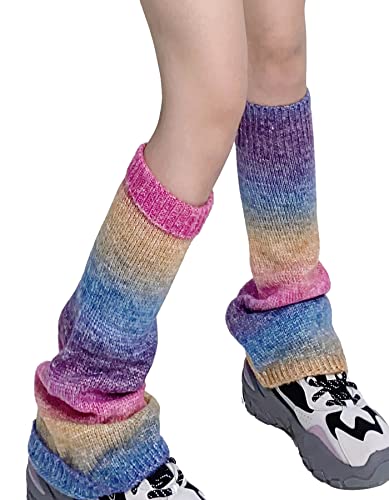 Image of WODECASA Girls Kawaii Leg Warmers Knitted Flared Leg Sleeves Goth Crochet Baggy Cuff Ankle Heap Socks