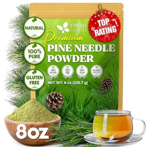 Image of FreshDrinkUS, Premium 8oz Pine Needle Leaves Powder, 100% Natural & Pure, Herbal Tea, Daily Infusion Botanical, No Sugar, No Caffeine, No Gluten, Vegan.