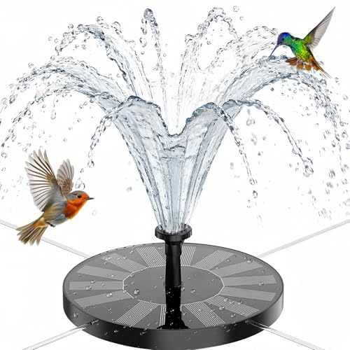 AISITIN Solar Bird Bath Fountain Pump, Solar Fountain for Bird Bath with 6 Nozzles, Solar Powered Water Fountain Pump for Garden, Ponds, Pool, Fish Tank and Outdoor
