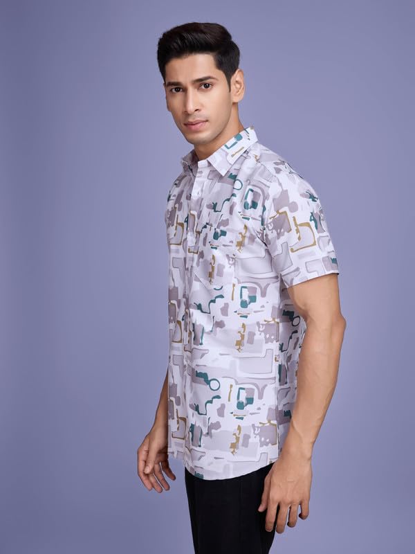 Image of Pinkmint Stylish Shirt for Men ll Printed Half Sleeve Shirt's ll Regular Fit Chest Pocket Shirt