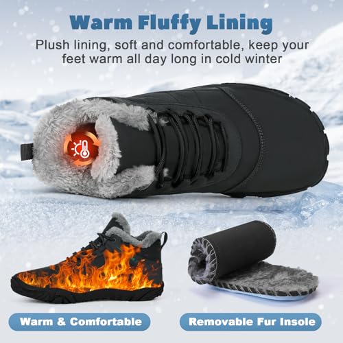 Image of Winter Hike Barefoot Boots Women, Snow Boots for Women | Winter Hike Barefoot Boots Women, Wide Toe Waterproof Hiking Non-Slip Ankle Shoes