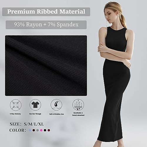 Relety Women's Bodycon Maxi Dresses Ribbed Lounge Tank Long Dresses Elegant Halter Neck Casual Sleeveless Summer Dresses2