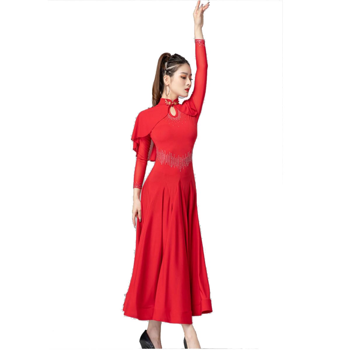 Abito da Competizione di Danza Latina per Donna, Costumi da Ballo per Donna, Abiti da Ballo per Valzer, Abbigliamento da Ballo Sexy (XL)