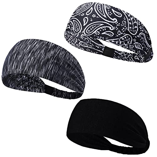 ヘッドバンド - スポーツヘアバンド スポーツターバン 運動ヘッドバンド ターバン 汗止め ターバン風ヘアバンド ヘアアクセサリー 吸汗速乾 抗菌防臭 バンダナ レディース メンズ ジョギング 自転車 スポーツ用 (3枚セット#A)