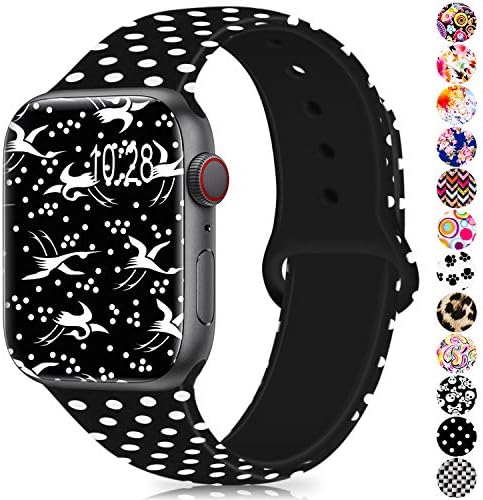 GeekSpark Compatible with Apple Watch Band 38mm 40mm 42mm 44mm,Soft Silicone Fadeless Pattern Printed Replacement Bands for iWatch Series 5,4,3,2,1/Women Men Dot 38mm 40mm M/L