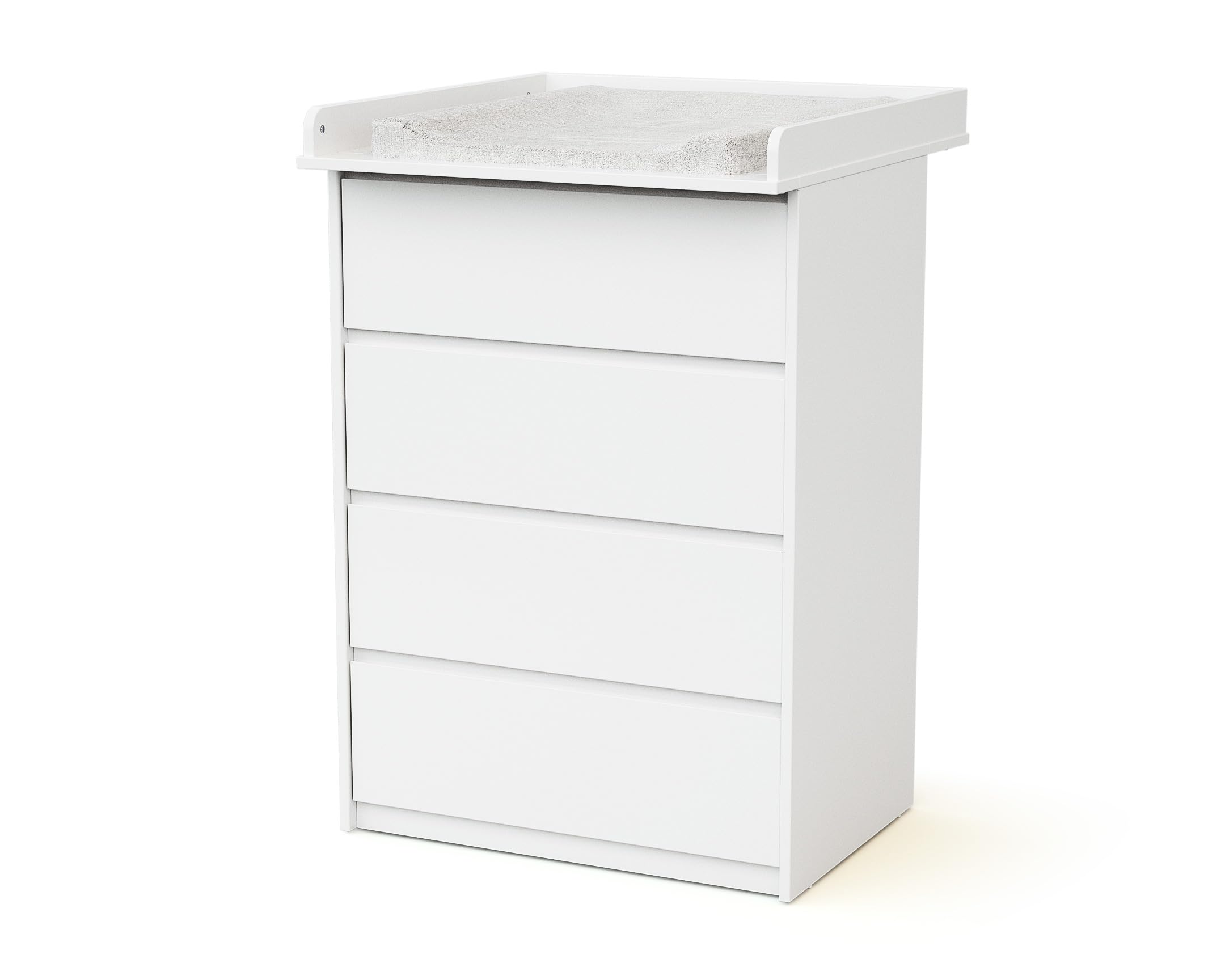 Webaby - Wickelkommode mit 4 Schubladen und Wickeltisch aus Holz, 70 cm UNO - Weiß