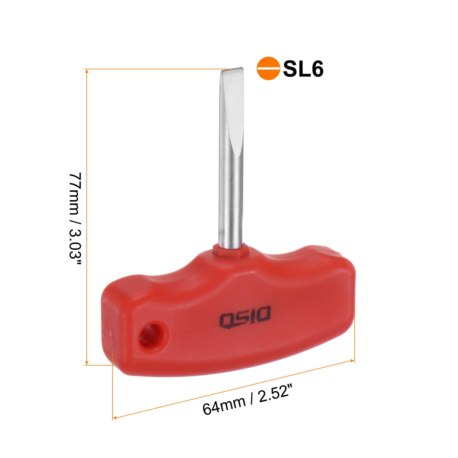 HARFINGTON SL6 T-Handle Tip Slotted Screwdriver Magnetic Flat Head Screwdrivers CR-V Pocket Screwdriver for DIY Repairing, Red