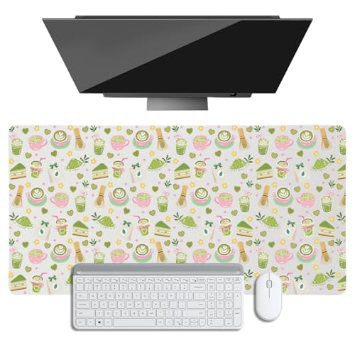 Desk Mat for Desktop, Matcha Drink Matcha Cake Large Mouse