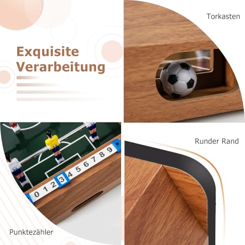 GOPLUS Mini Tischkicker, Tischfußball Spielset mit 2 Bällen und Punktezähler, Kleiner Spieltisch Kickertisch aus Holz für Kinder & Erwachsene, für Spielzimmer, Bars, Partys, 51 x 30,5 x 9 cm – Bild 5