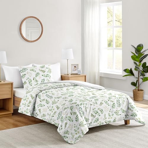 Image of Sweet Jojo Designs 2-Piece Twin Comforter Set (Green Floral Leaf) for Girls /Boys, Teen, Kids Bedding, Bed in a Bag incl. Blanket & Pillow Sham (Boho, Watercolor Botanical, Woodland, Tropical, Garden)