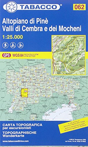  Altopiano di Pinè. Valli di Cembra e dei Mocheni. Carta topografica 1:25.000 [Lingua inglese]