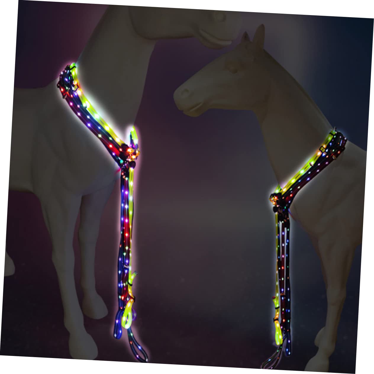Correa LED para Caballo Negra, Correa de Tracción para Equitación | Carga Usb, Diseño Portátil, Pu Nailon y Carcasa Abs Smd, Aleación de Aluminio, para Aficionado Ecuestre Estilo Aleatorio