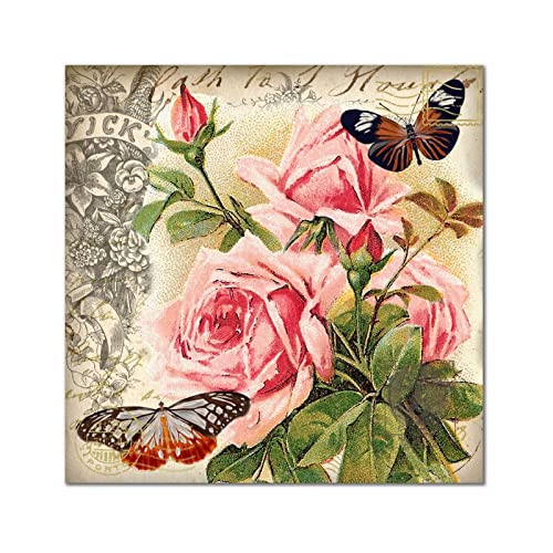 Décoration murale bois vintage avec rose pour cuisine et chambre
