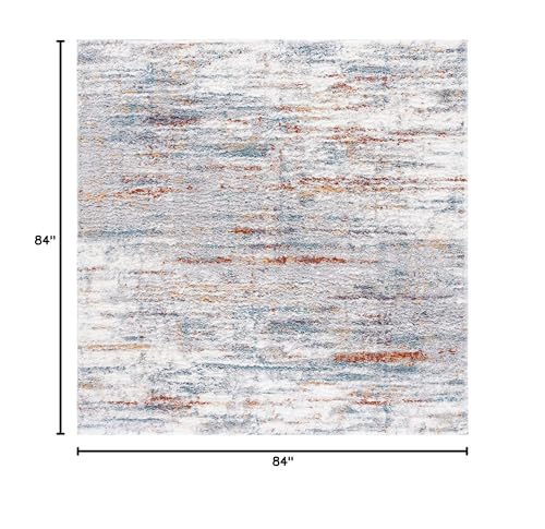 Tapete Berber Shag 7' x 7' Azul Rust e Ivorio miniatura 2