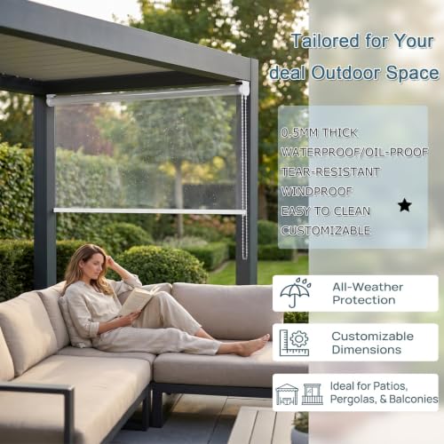 Store coupe-vent imperméable en vinyle robuste transparent pour extérieur - 7