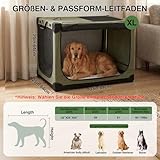 derimkcoa 83 * 64 * 64CM Hundebox faltbar, Hundetransportbox Auto für mittelgroße bis große Hunde bis 27 kg, tragbare Soft-Hundebox mit reißfesten Netzfenstern, Plüschmatte und Tragetasche,Grün