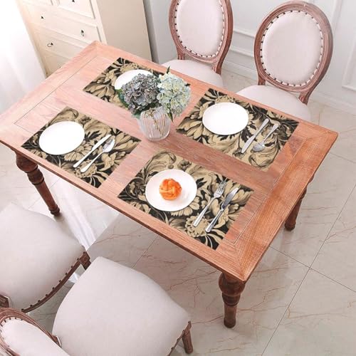 Set de table tissé lot de 6 résistant à la chaleur lavable décor encre - 6