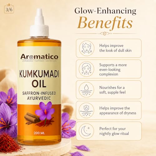 Image of AROMATICO Kumkumadi Face Oil | Ayurvedic Formula for Brightening & Glowing Skin | Hydrating & Instant Radiance - 200 ml