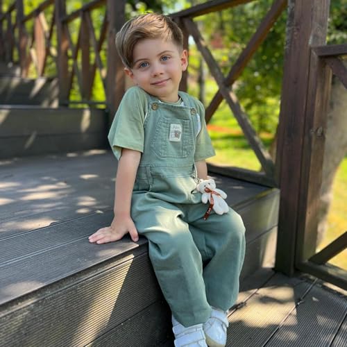 POLLİTO Sweatshirt and Overalls for Toddlers Two-Piece Set | Corduroy Dungarees with Bear Detail for Boys and Girls Aged 2-74
