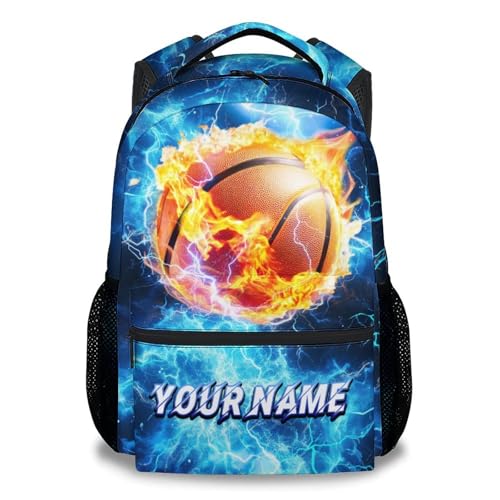 Boys Backpack - Personalized Basketball Backpacks for Kids - Custom Sports Bookbag for Teens - Lightweight School Bag for Elementary(17 Inch)