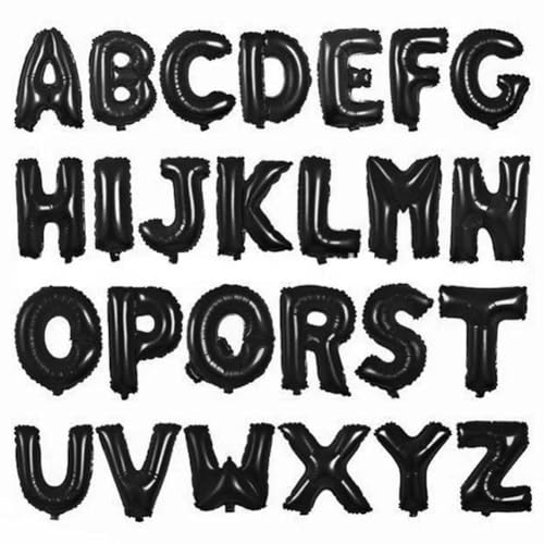 Globos de aluminio con letras del alfabeto de 16 pulgadas, letras de letras para fiestas de cumpleaños, bodas, eventos y fiestas, negro, V, 16 pulgadas