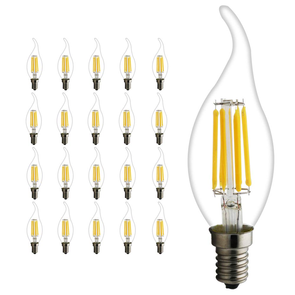 20 Pack E14 Vintage LED Filament Ampoules Flamme 6W Blanc Chaud 2700K C35 Queue Pour Rétro Vieux Lustre Pendentif Lampe