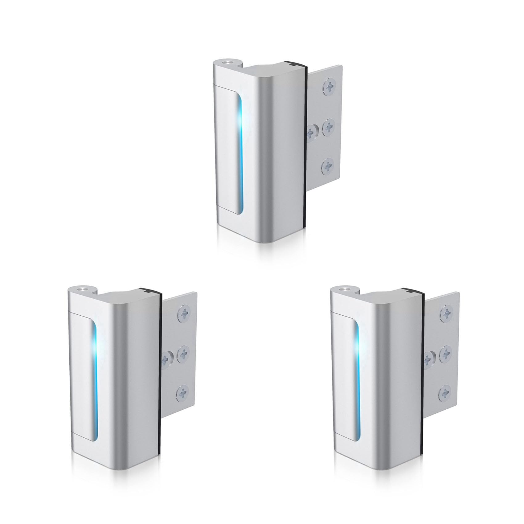 Jnchdghwa Silver 3Pack Door Reinforcement Lock,Aluminium Alloy U Door Reinforcement Lock 3Inch Security Door Lock Home Proof Door Stopper