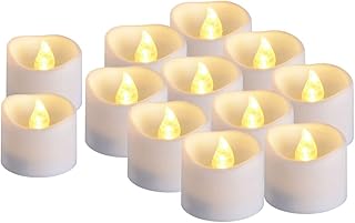 Timer Candles, PChero Battery Operated LED Decorative Flameless Candles Flickering Tea Light, 6 Hours On and 18 Hours Off Per Cycle, Perfect for Birthday Wedding Party Home Decor - [12pcs, Warm White]