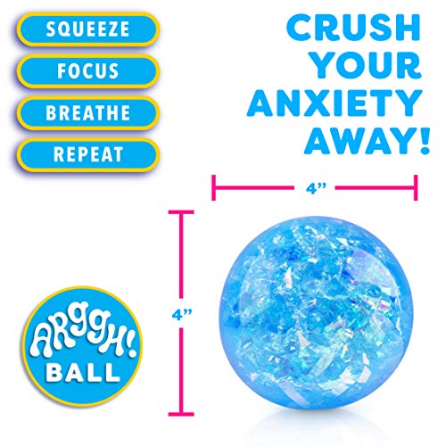 Power Your Fun Arggh Glitter Stress Ball for Adults and Kids - Medium Squishy Stress Ball Fidget Toy, Anti Stress Sensory Ball Squeeze Toy (Blue) - Thumbnail 2