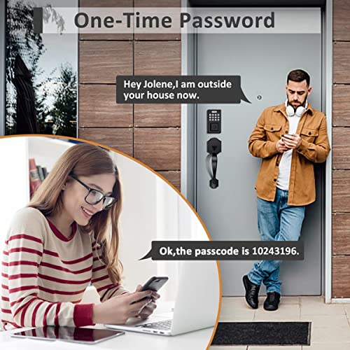 Keyless Entry Door Lock With 2 Handles, Tinewa Electronic Keypad Deadbolt, Auto-Locking, Anti-Peeping Password, Digital Smart Code Door Lock, Front Door Handle Sets, Matte Black #TOP6