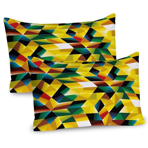 Ambesonne Modern Art Pillow Sham Set of 2, Trippy Dimensional Geometric and Triangles Abstract Futuristic Design, Quality Microfiber Bedding Item for All Seasons, 36