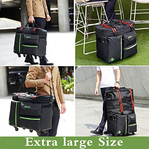 Ailouis Extra Large Size,Expandable Lightweight Luggage Rolling Duffel Bag (XXL) with Wheels Travelling Foldable Suitcase,Black