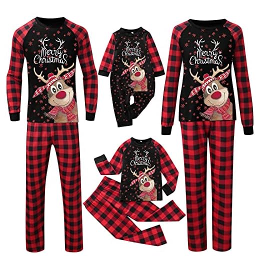 Sunnyuk Pijamas Navidad Familia Conjunto, Conjunto de Pijamas Familia de Muñeco de Nieve Navideño de Manga Larga, Pijamas Navideños Familiares para Madre/Padre/Niños 2 Piezas, Bebe 1 Pieza