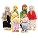 SumDirect Juegos de 8 personas muñecas de madera, casa de muñecas familiares, juguetes encantadores, juegos para casa de muñecas, juguetes para niños y niñas