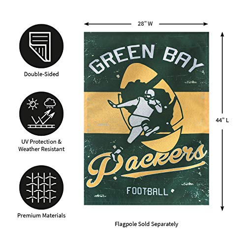 Team Sports America 13L3811VINTB Green Bay Packers Nfl Vintage Linen House Flag - 28"W X 44"H Indoor Outdoor Double Sided Decor Flag For Football Fans thumb #1